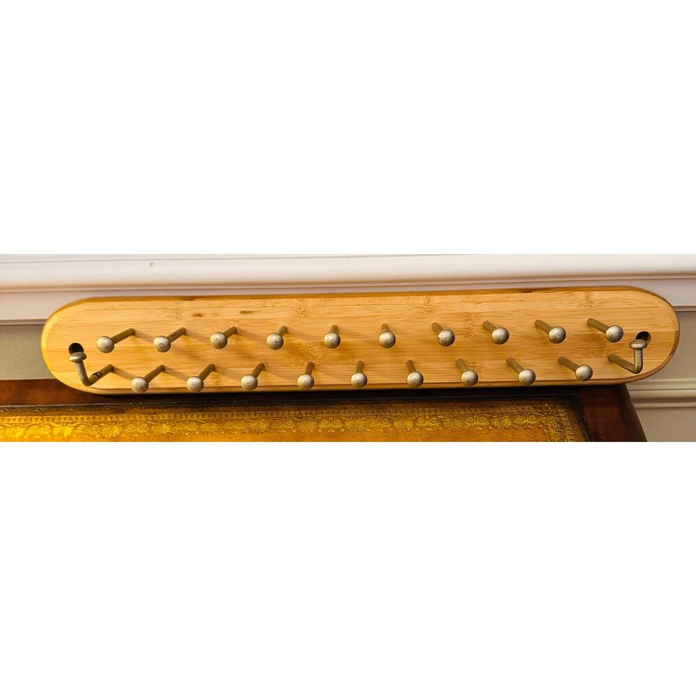 Vintage Solid Oak Wood Tie Rack Organizer Closet Accessory Belt Necklace Scarves